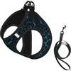 asbwuo Set di guinzaglio e pettorina anti-tiro per cani con stampa leopardata blu, grazioso gilet riflettente regolabile per cani di piccola taglia, pettorina in rete traspirante per cuccioli per passeggia