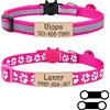 Uiopa 2pcs Collarino Gatto Antistrozzo + 2pcs Targhetta Cane con Incisione, Collare Gatto Personalizzato, Fibbia di Sicurezzae Campana, Collare Cane Taglia Piccola con Medaglietta (Rosa rossa)