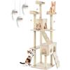Juskys XXL Tiragraffi Amy - Albero per gatti con nicchie, superfici per sdraiarsi, scale e pali in sisal - Stabile albero per arrampicarsi per gatti alto 170 cm - Beige