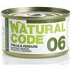 Generico Natural Code Adult Gatto Cibo Umido Pollo e Verdure. 12 LATTINE da 85g CADAUNO
