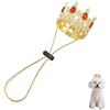 Generic Corona da re con strass per animali domestici, corona rossa per cani con cinturino regolabile, accessori per costume da festa, corona dorata per cani e gatti, corone per casa, matrimoni, compleanni