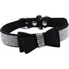 Happyyami 1pezzi Collare Per Cani e Gatti Con Bow Tie e Strass Collana Confortevole Accessorio Elegante Per Animali Domestici Nero Xs