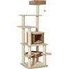 PawHut Tiragraffi in rattan con grotta sisal 55x55x174cm beige+marron