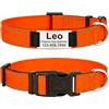 MENKËLL - Collare personalizzato per cani, gatti regolabile e riflettente, in nylon resistente, con incisione laser targhetta in metallo, nome, indirizzo, varie misure (ARANCIONE, S: 33-43cm)