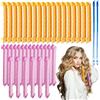 GOMETY 40 bigodini a spirale 55 cm, bigodini fai da te durante la notte, senza calore con ganci per lo styling, kit per lo styling per ricci a spirale, per le donne (arancione e rosa)