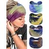 Kavya Fascia Capelli Donna 4 Pcs 7'' Elastico Cerchietto Capelli Donna Movimento Yoga Fasce Per Capelli Bandana Extra Large Headband Boho Accessori Per Capelli (tie-dye)