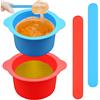 HINGTAI 2 Pezzi Scalda Cera per Ceretta, Ciotola in Silicone Antiaderente Con 2 Bastoncini - Fodera Riutilizzabile per Vaso (Blu, Rosa)