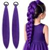 Aomig Extension per Capelli Viola, 2 Pack Posticci per Capelli Lisci Colore viola, Lunga Coda di Cavallo Extension, Ponytail Extensions Per Donna, Estensione Capello Sintetici per Donna Ragazze