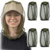 GWEOR 4 Pezzi Zanzariera per Testa Rete Antizanzare Viso in Nylon Maglia Fine, Protezione da Insetti Api Moscerini per Campeggio Pesca Trekking e Giardinaggio, 50cm, Verde Militare