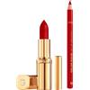 L'Oreal Paris L'Oréal Paris Set Rossetto Color Riche Satin 40Y 300 Le Rouge Paris Colore Intenso Labbra Morbide e Nutrite Finish Satinato + Matita Labbra Color Riche Tratto Morbido Lunga Tenuta - Set da 2