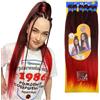 Ser Mulher Capelli SUPER JUMBO PREMIUM Braid per Treccine Africane PESO: 522g, LUNGHE: 65cm Pre-Stretched - Hair Braiding Extension, Anellini per Styling COMPRESI, (Nero/Rosso Degradee, 65 cm)