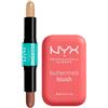 NYX Professional Makeup Duo Contouring Wonderstick 02 Universal Light a Doppia Punta Scolpisce Illumina 8g + Buttermelt Blush Feeling Butta in Polvere con Burro di Mango Mandorle Karité 5g - Set da 2