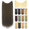 IMISSU Estensioni dei capelli lunghi e dritti con linea di pesce Parrucchino sintetico invisibile in filo metallico Copricapo a vibrazione per le donne (Marrone Misto,26 Pollici)