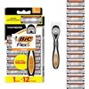BIC Flex 5 Rasoi Ricaricabili da Uomo, Rasoi a 5 Lame di Lunga Durata per una Rasatura Liscia e Confortevole, 1 Manico e 12 Cartucce, Kit da 13 Pezzi