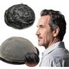 Yanahair Protesi Capelli Uomo Toupee per Uomini Parrucchini Parrucca Capelli Veri Uomo Parrucche 100% Europeo Capelli Umani Veri Pieno Pizzo Toupet Ondulato (8x10",#1B40 nero e grigio)