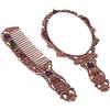 YMLOVE 2 pz/set vintage spazzola pettine e specchio set per le donne castello russo strumento di bellezza portatile (rame)