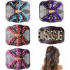 Theaque 5 accessori per capelli elastici con perline, clip elastiche regolabili, senza pieghe, per capelli ricci spessi e ondulati, per chignon vintage per donne e ragazze (rosso, viola, blu, giallo, rosa