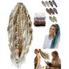 Generico Coda Di Cavallo Elastica Dread, Estensione Dei Capelli Boho Dreadlock Con Perline, Coda Di Cavallo Lunga Dreadlock Intrecciata A Mano Naturale For Festival E Viaggi(#09)