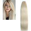 LARAFONA 25,4 cm - 71,1 cm 9A Extension per capelli con capelli umani naturali biondi 613#, lisci, extension brasiliane vergini, capelli veri, in bundle da 100 g, 30,5 cm/30 cm