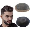 N.L.W. Parrucca Uomo PU e Pizzo Toupee Europeo Pezzi Per I Pacini Umani, protesi capelli uomo Piaccelli 10×8 Pollici Skin Sottile 0.06 cm Spessore Uomini Parrucca in Nero Naturale