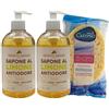 FEI FAN 2X Sapone al Limone Antiodore Mani, Ideale per un Uso Frequente e per Tutta la Famiglia, 500 ml + Spugna Vegetale, Relaxing Moment (Colori Assortiti)