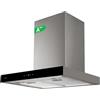 CLOEN Cappa aspirante 60 cm Tipo T Classe A++ 3 velocità + Booster 496 m³/h Filtro Metallico Lavabile Filtro al carbonio incluso 65 dB Motore 70 W Acciaio Inox Colore Nero Cloen AERA