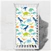 Odot Lenzuolo con angoli Lenzuola Carrozzina Neonato, Stampa di Dinosauri Bambino Cotone Coprimaterasso, Lenzuola per Culla Babybay (bianco 3,100x135 cm)