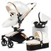 Aveainelle Passeggino 3 in 1 con Culla, Rotazione 360°, Tripla Assorbenza Urto, Pieghevole, Sicuro e Comodo, per Neonati 0-36 Mesi, carrozzina reversibile (Bianco)