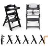 Ms BabyWorld Seggiolone PIEGHEVOLE Full per bambini in legno, completamente pieghevole, evolutivo, seggiolone, ergonomico, regolabile, sicuro, (Nero/Bianco)
