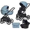 Riko Basic Passeggino Riko Basic Montana Ecco 3en1 BBtwin eco pelle. Carrello trio 3 pezzi in pelle. Blu