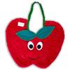 Zigozago - Simpatico Bavaglino in Spugna di Cotone ricamata a forma di Mela | Fatto a Mano | Personalizzabile con Nome | Colore Rosso | Chiusura: Elastico | Misura: 23 x 20 cm | Taglia Unica