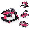 LIFEZEAL Girello Neonato 6-18 Mesi, 4 in 1, Girello per Bambini 6-18 Mesi, Baby Walker Pieghevole, con Altezza e Velocità di Ruote Regolabili, Primi Passi, con Luce e Musica, Portata 15 kg, Rosa Scuro
