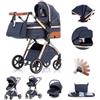Gcarebb Passeggino 3 in 1, Passeggini Combinati Con Seggiolino Auto, Passeggino Con Maniglia Regolabile in Altezza, Design Panoramico, Telaio in Alluminio, Adatto per Neonati