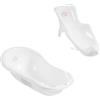 Hylat Baby Vaschetta Bagnetto Neonato e Riduttore con Tappo - Friends Bianca - Certificato TÜV Rheinland - Stabile e Confortevole, Ideale per Bambini fino a 12 Mesi - Collezione Lite - Sdraietta