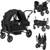 COSTWAY Passeggino Doppio Pieghevole, Passeggino Gemellare con Manico Regolabile, Tettuccio Rimovibile, Portabicchieri, per Bambini da 6+ Mesi, 104 x 57 x 107 cm (Nero)