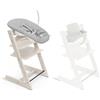 Stokke Seggiolone Tripp Trapp di Stokke, Whitewash/White (Include Sedia + Baby Set 2) con Newborn Set - Design Sicuro, Regolabile, Ergonomico