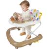 HUOLE Girello Bambino Primi Passi per Bambini da 6 Mesi a 15 kg, Regolabile in Altezza, girello pieghevole per bambini con vassoio di gioco interattivo con suoni, 62 * 68 * 36-81cm - Cachi