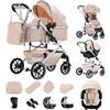 Gcarebb Passeggino 3 in 1 con seggiolino auto, portatile, con un clic, pieghevole, con telaio in alluminio, per neonati da 0 a 4 anni