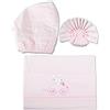 Pekitas - Set di lenzuola sottili per bebè, 3 pezzi, per lettino da 60 x 120 cm, 100% cotone, prodotto in Portogallo Rosa