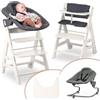 hauck Seggiolone Beta+ Newborn Set Premium da 0 Mesi - Seggiolone Legno Evolutivo, con Sdraietta Neonati (Dondolo Neonati), Cuscino Seduta, Vassoio - Bianco, Grigio Scuro