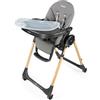 Peg Perego Prima Pappa Follow Me Ambiance Ice: Seggiolone Multifunzione, Lettino, Portatile, Grigio