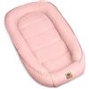 PIMKO Baby Nest, paracolpi per neonati e neonati, 100% cotone, adatto per la casa, 55 x 90 cm (rosa con patta)