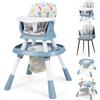 COSTWAY Seggiolone Pappa per Bambini 16 in 1, Seggiolone Convertibile con Cintura e Vassoio Rimovibile, Sedia Evolutiva per Neonati 6-36 Mesi con Piano Bifacciale, 3 Giochi e Cestino (Verde)