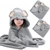SHANGMAOYO Accappatoio Neonato Asciugamano per Bambini con Cappuccio, Asciugamani per Bambino In Pile di Corallo Neonato, Asciugamano da Bagno Fasciante per Bambino Assorbente per Regalo (2pcs Grigio)
