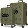 Disney Joumma Star Wars Green Set di valigie verde 55/65 cm rigida 6,8 kg chiusura TSA integrata ABS 6,8 kg 109L espandibile bagaglio a mano