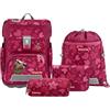 Step by Step Set di 5 zaini per la scuola Cloud ergonomici con riflettori, regolabile in altezza con cintura in vita, a partire dalla prima classe, 19 l, Wild Horse Nora, rosso