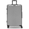 REDOLZ Articolo originale Essentials 18, Argento metallizzato lucido, Koffer L (76 cm) erweiterbar, Trolley rigido L con ruote girevoli