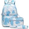 Mateju Zainetto Bambino, Stile Sfumato Ragazzi e Ragazze Zaino da Viaggio, con Portapranzo e Astuccio 3 in 1 Zaino Scuola, per Zaino Scuola Media Set (Blu)