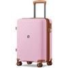 KONO Valigia Cabina in PP Rigida 53,5 cm - Trolley a Mano Espandibile con 4 Ruote Silenziose TPE, Portabicchieri e Serratura TSA (20, Rosa)