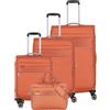 travelite Set valigie 4 pezzi softshell 4 ruote, taglie S-M-L + borsa a mano, sostenibile, MIIGO, set di valigie da viaggio in materiale riciclato, lucchetto TSA, valigia misura L+M espandibile